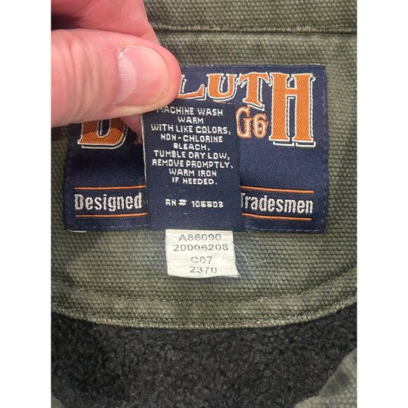 Duluth Trading Canvas Barn Jacket Green Button Front Chore Fleece Lined Men's XL - Picture 7 of 7